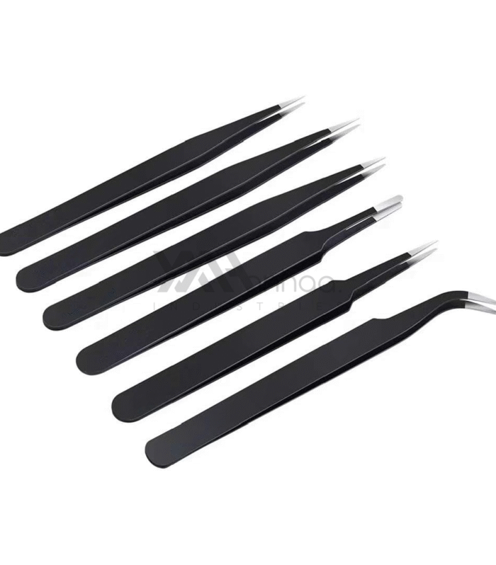 Precision Beauty Tweezer Set – Professional Anti-Static Stainless Steel Tweezers for Eyelash Extensions, Nail Art & Craft Detailing | Black | T200.1