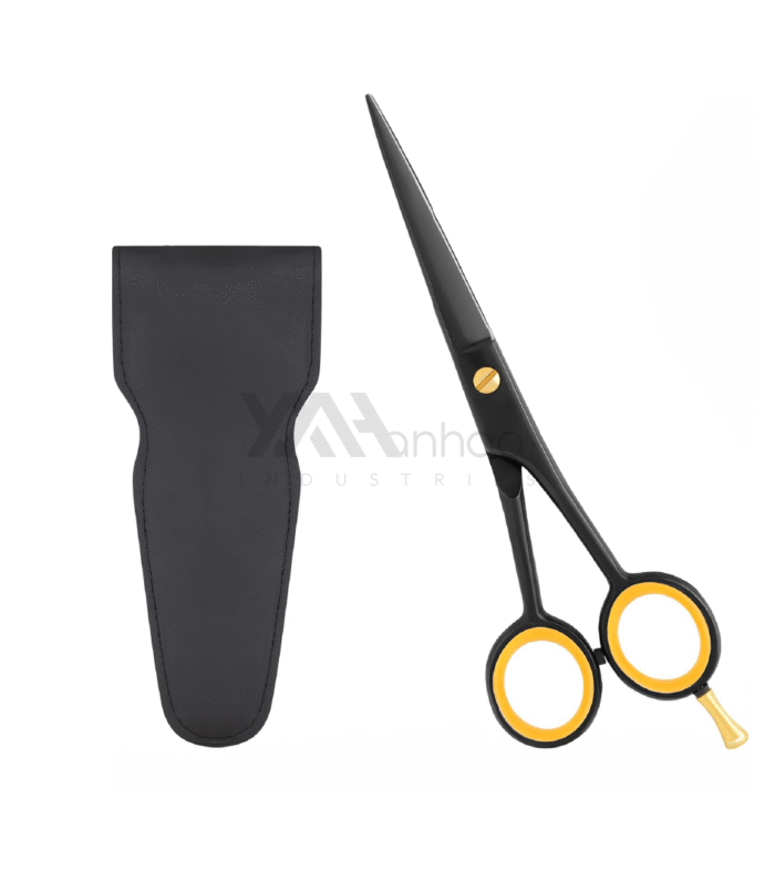 Professional Barber Hair Cutting Scissors – 6-Inch High Carbon Steel Shears with Razor Sharp Blades | Precision Hair Tool for Barbers, Stylists & Home Use (Matt Black) | A100.2